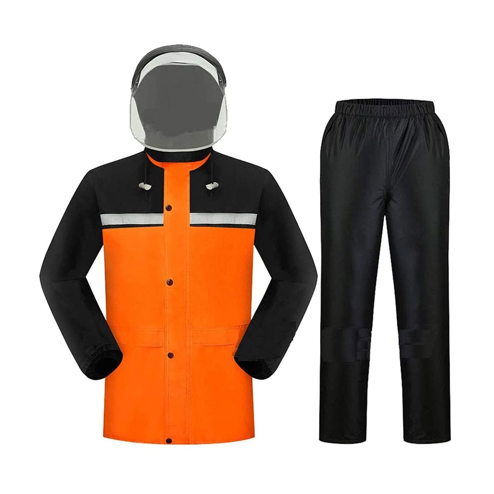 Manteau de pluie imperméable et pantalon de pluie - Veste légère et respirante - Coupe-vent à capuche - Pour adultes - Réfléchissant - Pour activités de plein air - Jaune - XXX-Large