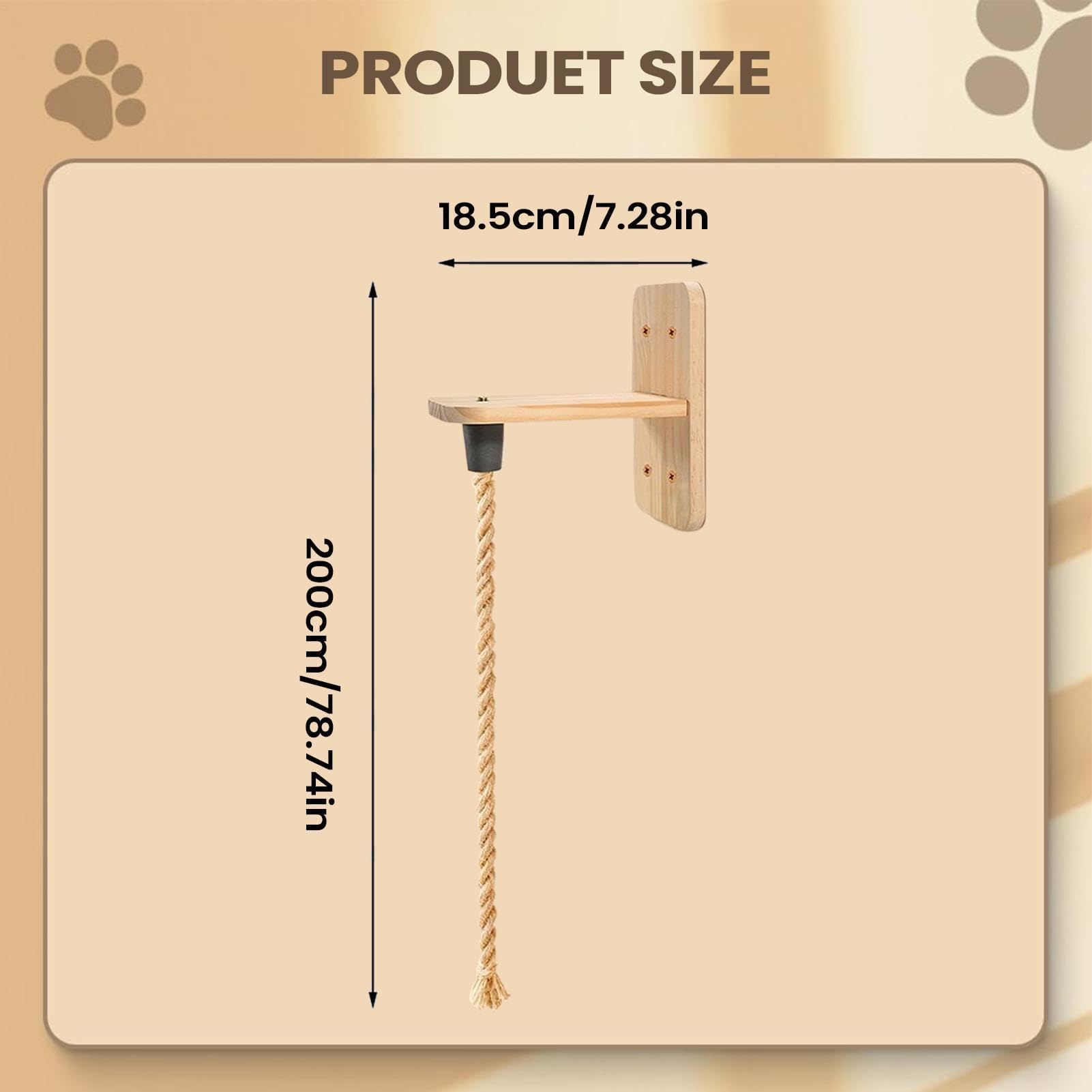 Corde d'escalade pour Chat | Jouet Interactif Résistant Aux Morsures 2 mètres | Marches d'escalade Murales pour Chat,Chatons, Jeu, Griffoir, Repos, Intérieur, Extérieur, Maison, Couloir, Salon