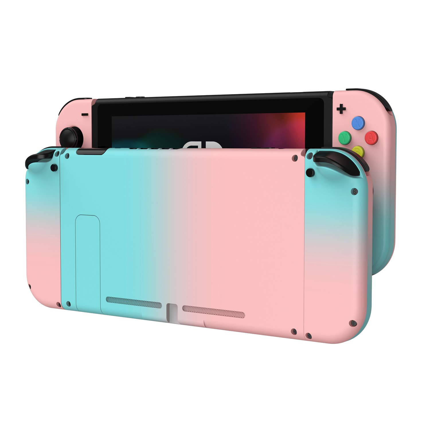 BASSTOP DIY Replacement Housing Shell Case Set for Switch NS NX Console and Right Left Switch Joy-Con Controller Without Electronics (Set_Pink&Blue)