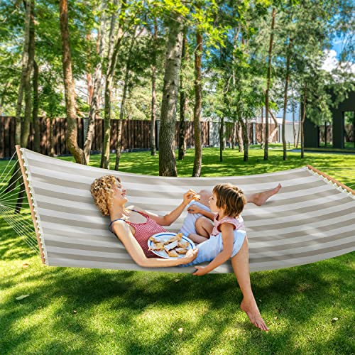 Patio Watcher Hammock 14 Ft Quick Dry Hammock Double Size Spreader Bar Outdoor Patio Yard Poolside Beach Hammock With Chains, 2 Person Hammock 450 Pound Capacity #TOP6
