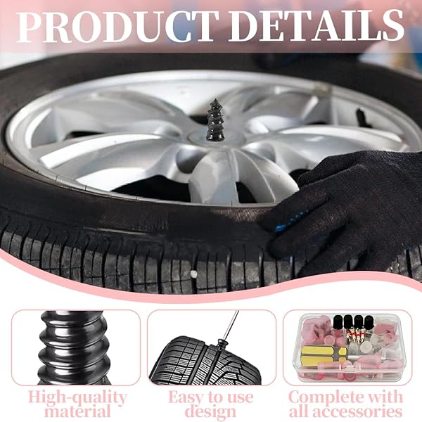 Kit Riparazione Pneumatici Auto, Include 20 Pcs Viti con Mastice Gomma di 2 Dimensioni + Cacciavite Piatto/Stella, Mastice per Riparazione Pneumatici I Kit Riparazione Pneumatici Moto - 3