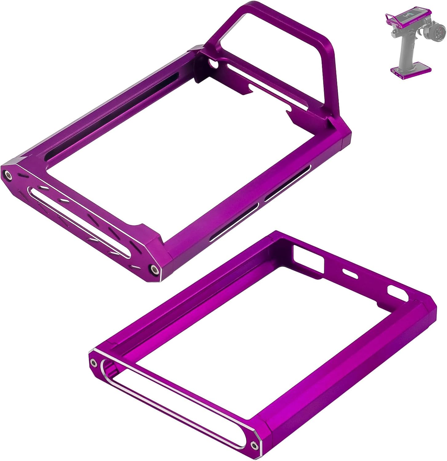 Hobby Fans Metal Protector Frame Fit for Flysky FS-NB4 RC Car Transmitter Screen Protective Bracket Holder and Base Protector Remote Controller Upgrade Parts Accessories (Black)