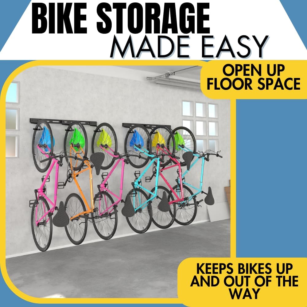 Koova Wall Mount Bike Rack - Store 6 Bikes! -6