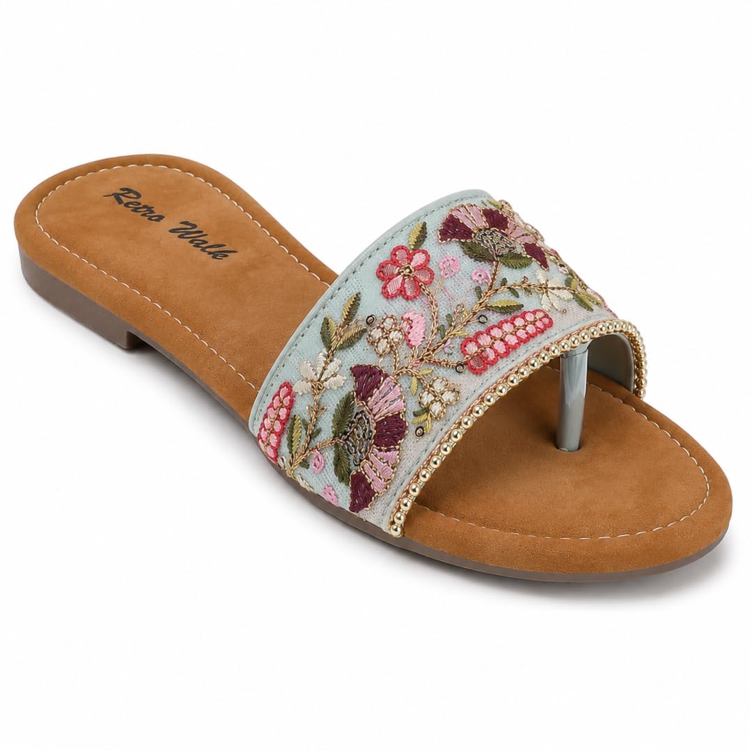 Women’s Lycra Buckle Sandals | Comfortable TPR Sole Slip-On Flats for Women 's | Lightweight Fashion Sandals for Women's & Girls-image-35