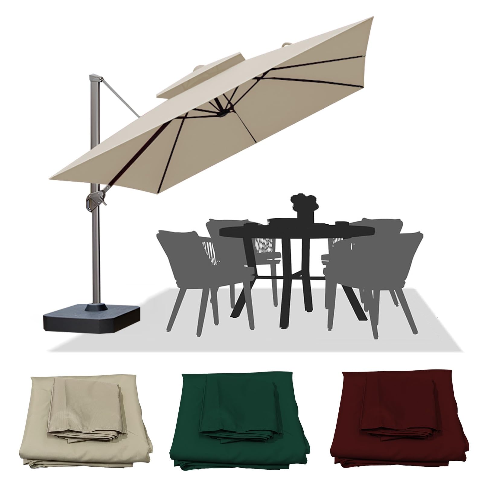 Fjqfhh Khaki Garden Parasol, Replacement Canopy For Parasol 8 Rib Outdoor Umbrella Cover(,300Cm)