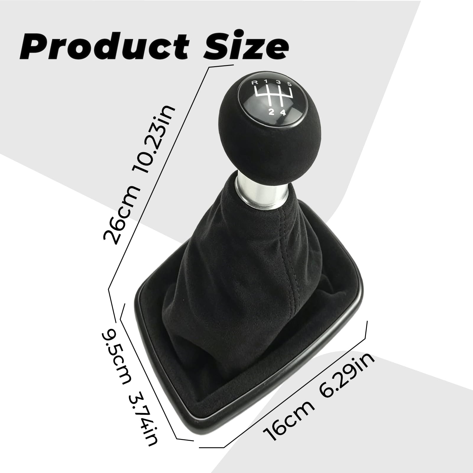 12 mm 5 Gang Schaltknauf Schaltsack für Golf 4 Variant Bora Variant 1997-2005 Schwarz mit Rahmen