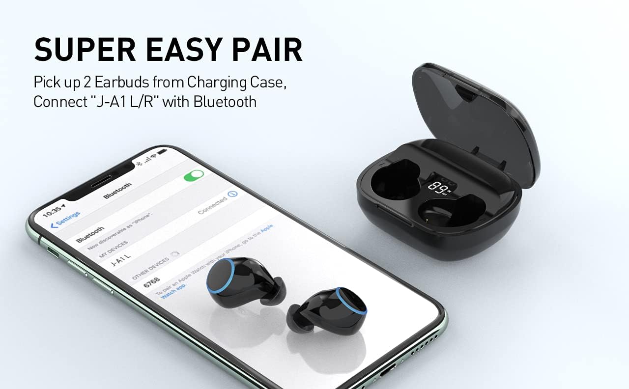 LEHII True Wireless Earbud Mini Bluetooth Headset, TWS Stereo in-Ear Waterproof Headset, Multi-Touch, Built-in Noise Reduction Microphone, with 2000mAh Charging Box, Advanced deep bass Sports Headset