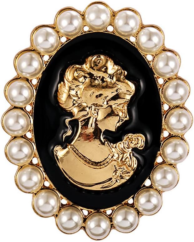 lureme Vintage Elegant Victorian Lady Beauty Cameo with Crystal Brooch Pin (br000017)