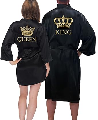 King & Queen Satin Robe Set - Gifts for Couples - Matching Satin Robes