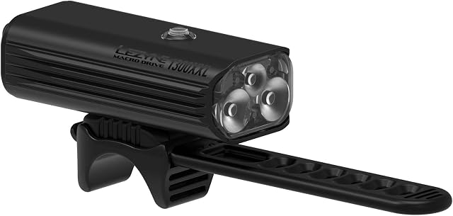 LEZYNE Macro Drive 1300XXL Bicycle Headlight, Bright 1300 Lumens LED, 148 Hour Runtime, Tri-Focus Optics, USB Rechargeable, Secure Hold, Front Bike Light