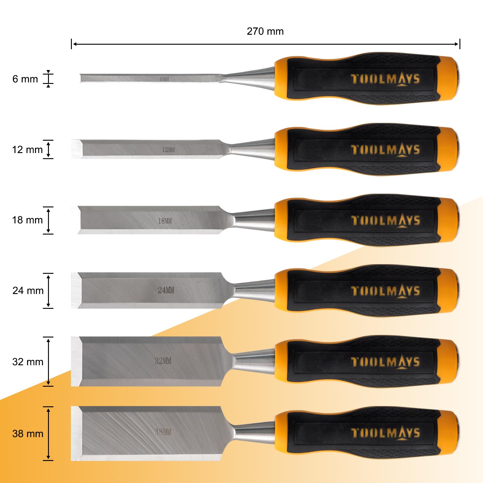 Ciseaux à Bois En Cr-V 6 PièCes, 6, 12, 18, 24, 32, 38 mm, Gouge A Bois Avec Pierre à Aiguiser Et Sacoche Pour Menuiserie Sculpture