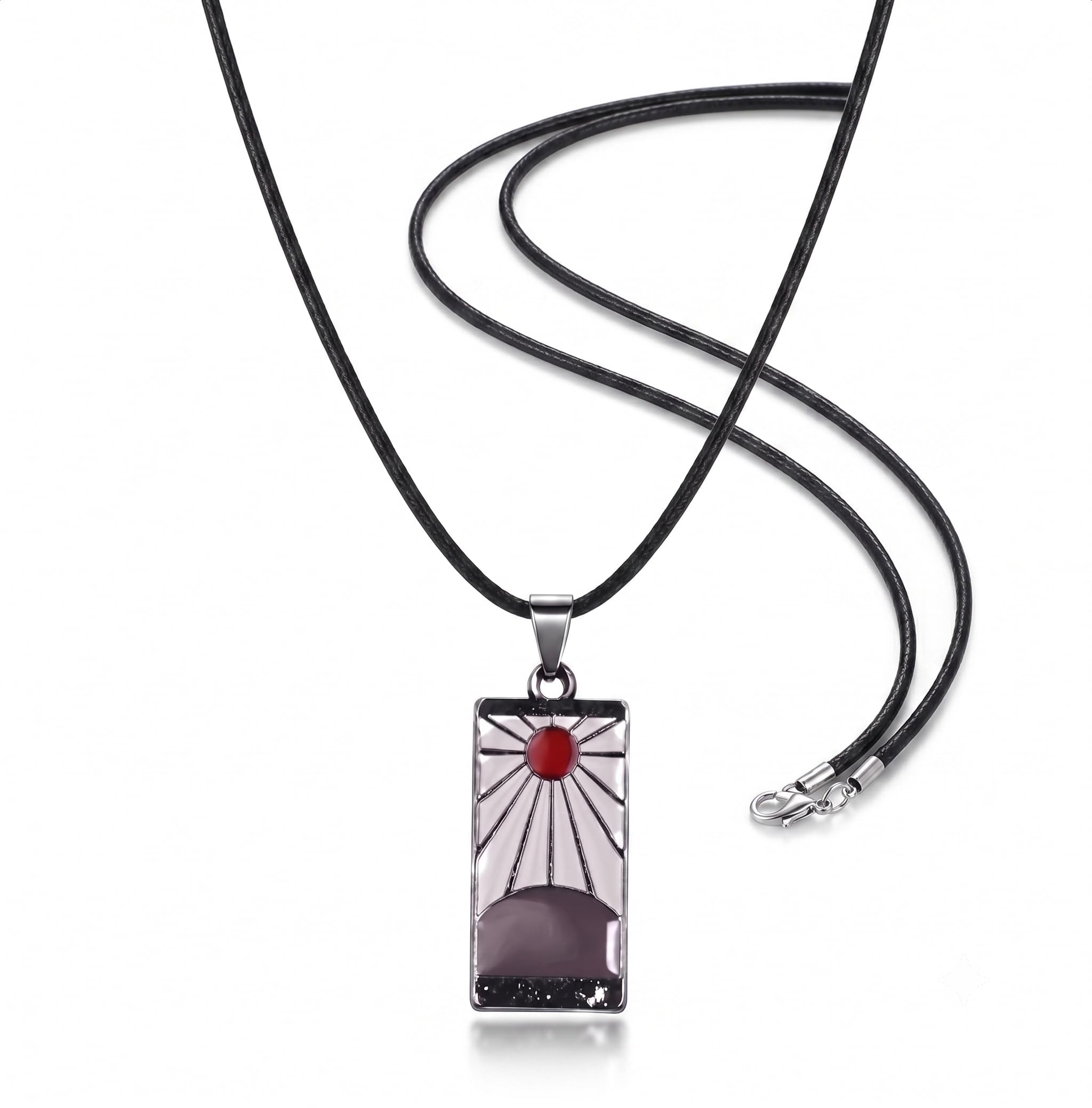 || anime demon slayer hanafuda locket with double bands beautifully designed strawhat pendant necklace, ideal gift for boys, men and women