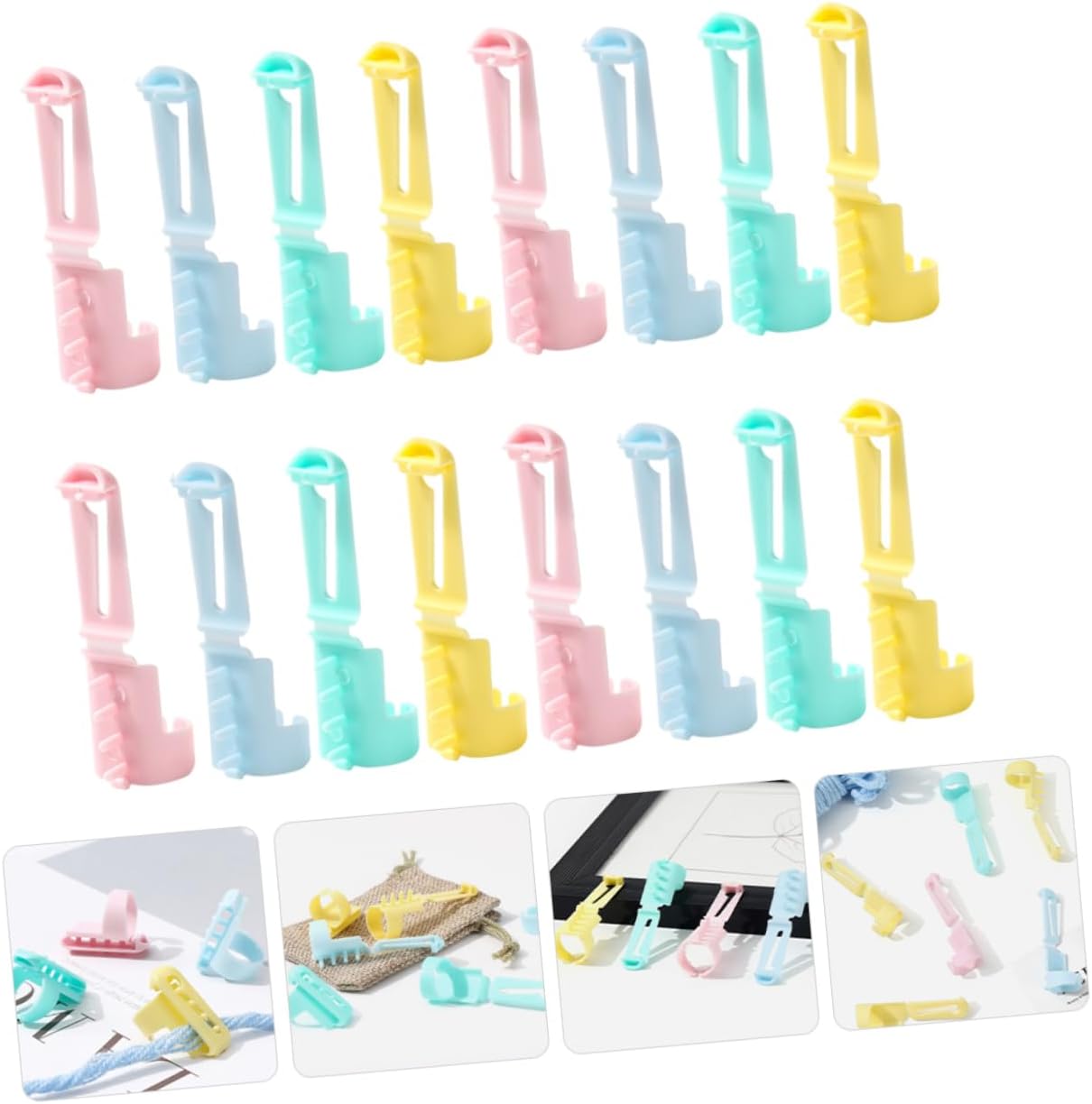 NUOBESTY 4sets Yarn Guide Finger Rings Convenient Multi Use Yarn Holder for Crocheting Bright Colors for Easy Thread Separation for Crafting and Knitting Projects 16pcs*4