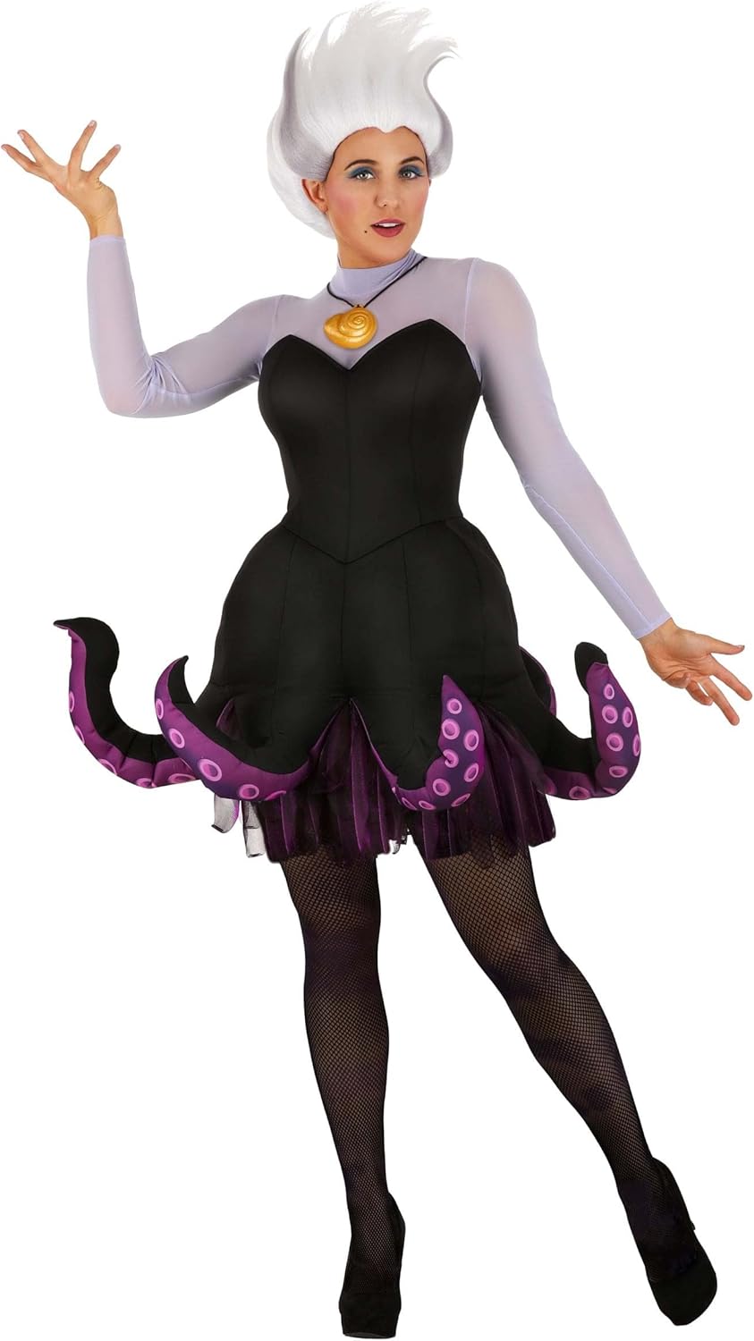 Women's Premium Ursula Costume, Disney The Little Mermaid Ursula Dress with Plush Tentacles and Shell Necklace - Image 6