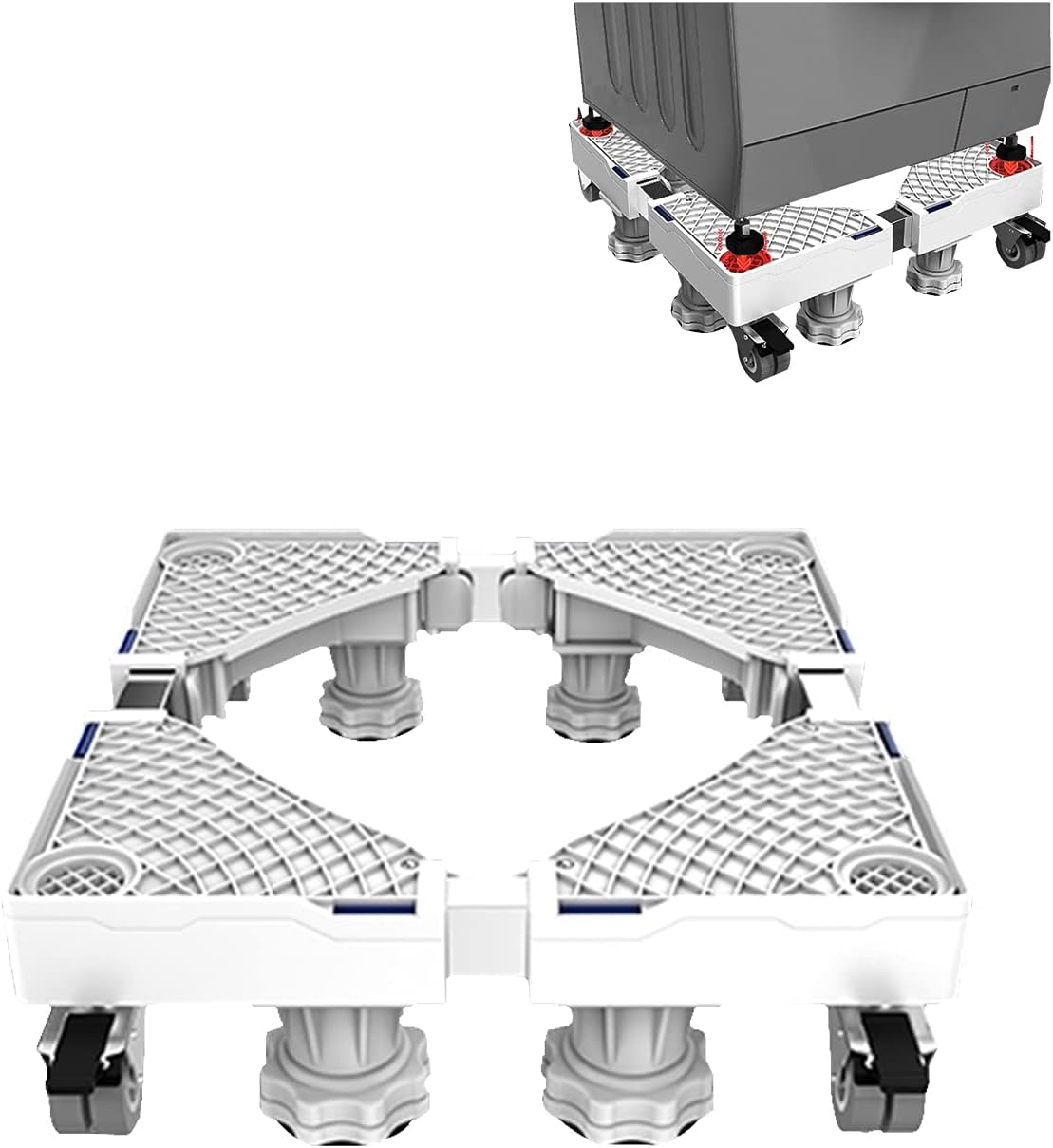 washing machine wheels appliance rollers Movable Adjustable Base with 4×2 Locking Wheels Refrigerator Mobile Base Trolley Washing Machine Holder Stand Length/Width 49-68cm for Fridge Freezer Air Condi
