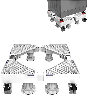 Movable Adjustable Base with 4×2 Locking Wheels Refrigerator Mobile Base Trolley Washing Machine Holder Stand Length/Width 49-68cm for Fridge Freezer Air Conditioner Dishwasher (4