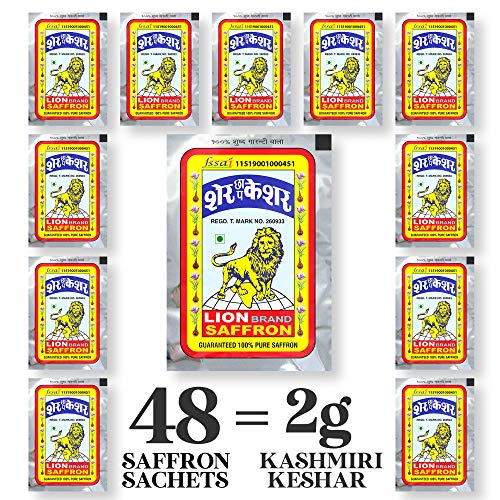 Lion Saffron,2g, Single Use Saffron Sachets/Packets with Pure Kashmiri Saffron/Kesar/Keshar for Beauty, Cooking and Tilak (2grams) (B01BVAZASY) Amazon Price History, Amazon Price Tracker