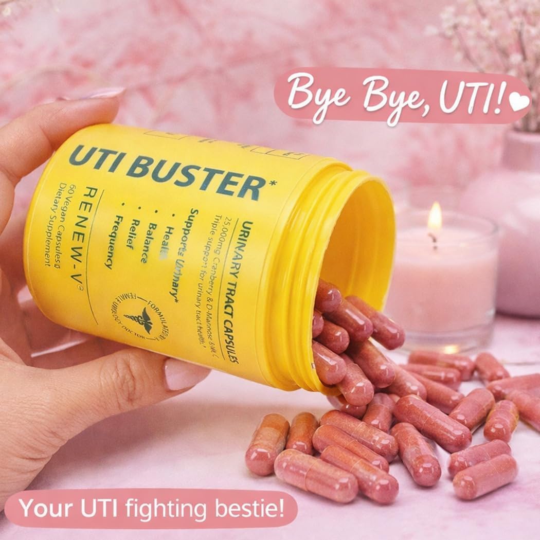 UTI Buster Urinary Tract Health Supplement with Cranberry, D-Mannose & Vitamin C - Supports Bladder Health and Daily Urinary Support - 60 Capsules