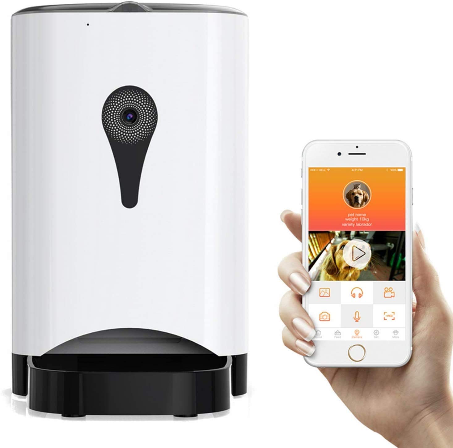Alimentatore automatico per gatti, distributore di cibo per cani automatico da 4.5L, 1-4 pasti al giorno Recorder vocale e alimentatore per controllo remoto per animali domestici di piccole e me