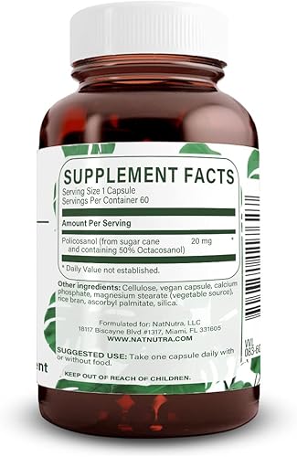 Miniatura 2 de Natural Nutra Policosanol 20mg con octacosanol, suplemento para promover la circulación de líquidos, mejorar la circulación sanguínea, apoya