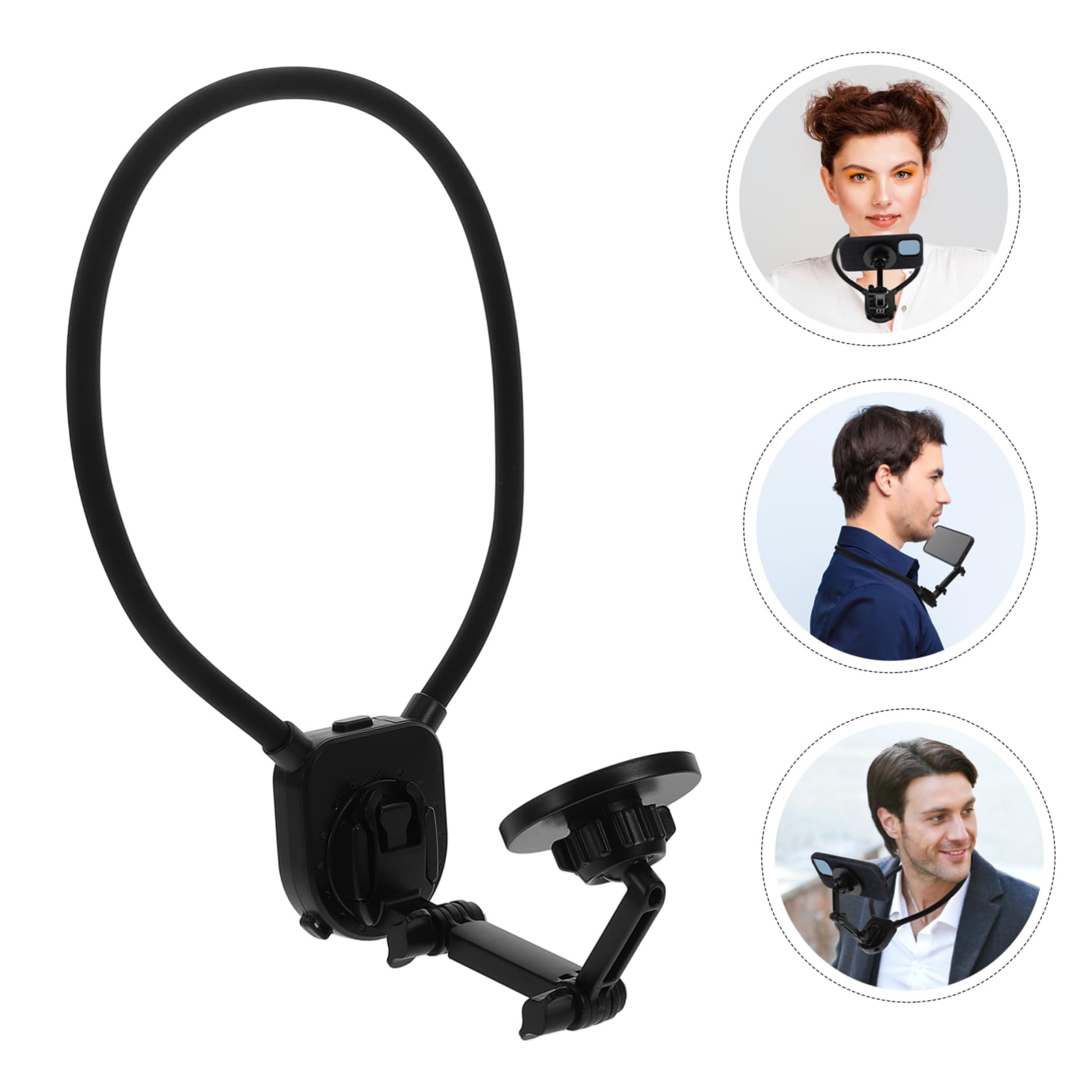 Supporto per Telefono Gancio Magnetico per Collo, Supporto Smartphone Collo, Riprese Pov Stabili per Bici e Sci, Nero