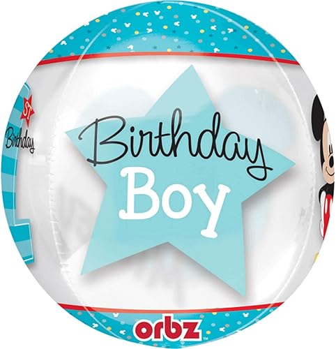 Miniatura 3 de Mickey Mouse 1er Cumpleaños 16" transparente Orbz  Globo