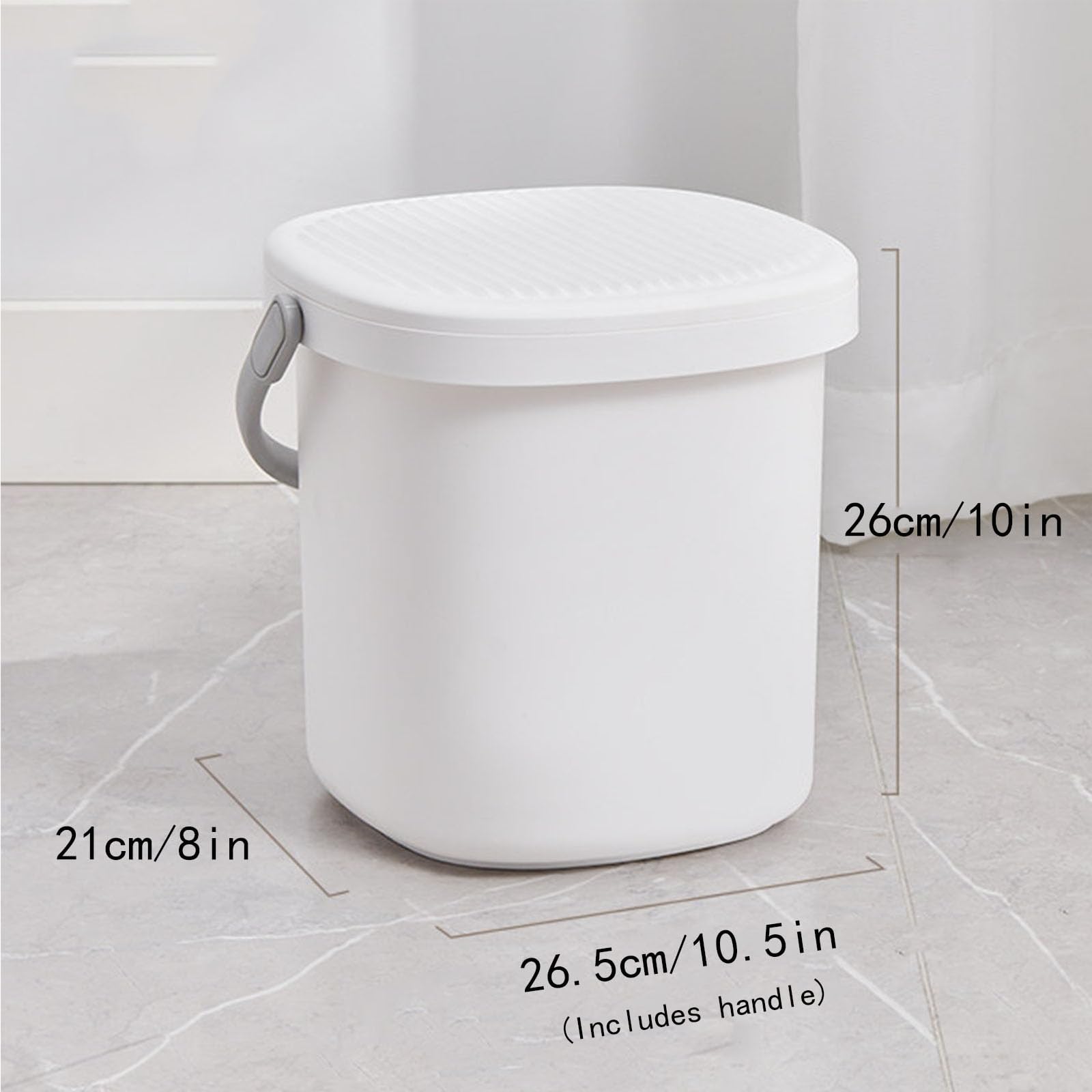 Seau en Plastique avec Couvercle, Rangement Polyvalent Portable (26.5x26x21cm)
