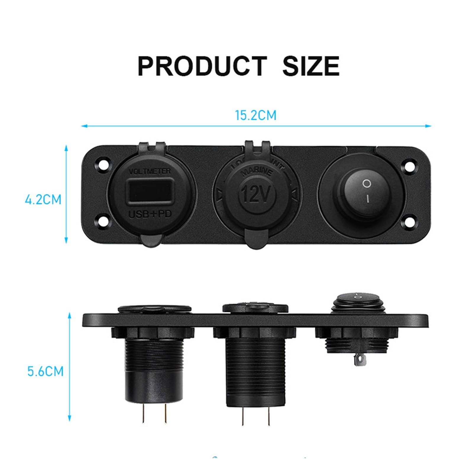 MORREZ Gniazdo zapalniczki 12 V rozdzielacz z przełącznikiem kołyskowym PD i QC3.0 gniazdo USB C z woltomierzem LED wodoodporne do łodzi samochodowej (kolor: zielony zestaw)