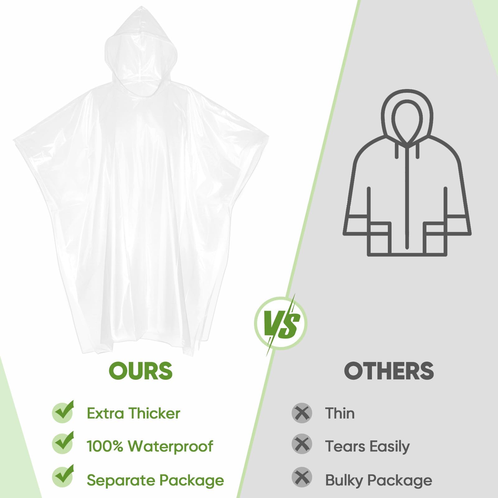 5 Stück Einweg Regenponcho Regencape, Transparent Regencape für Damen Herren, Regen Poncho mit Kapuze, Regenponcho Wasserdicht Geeignet für Camping Radfahren Wandern