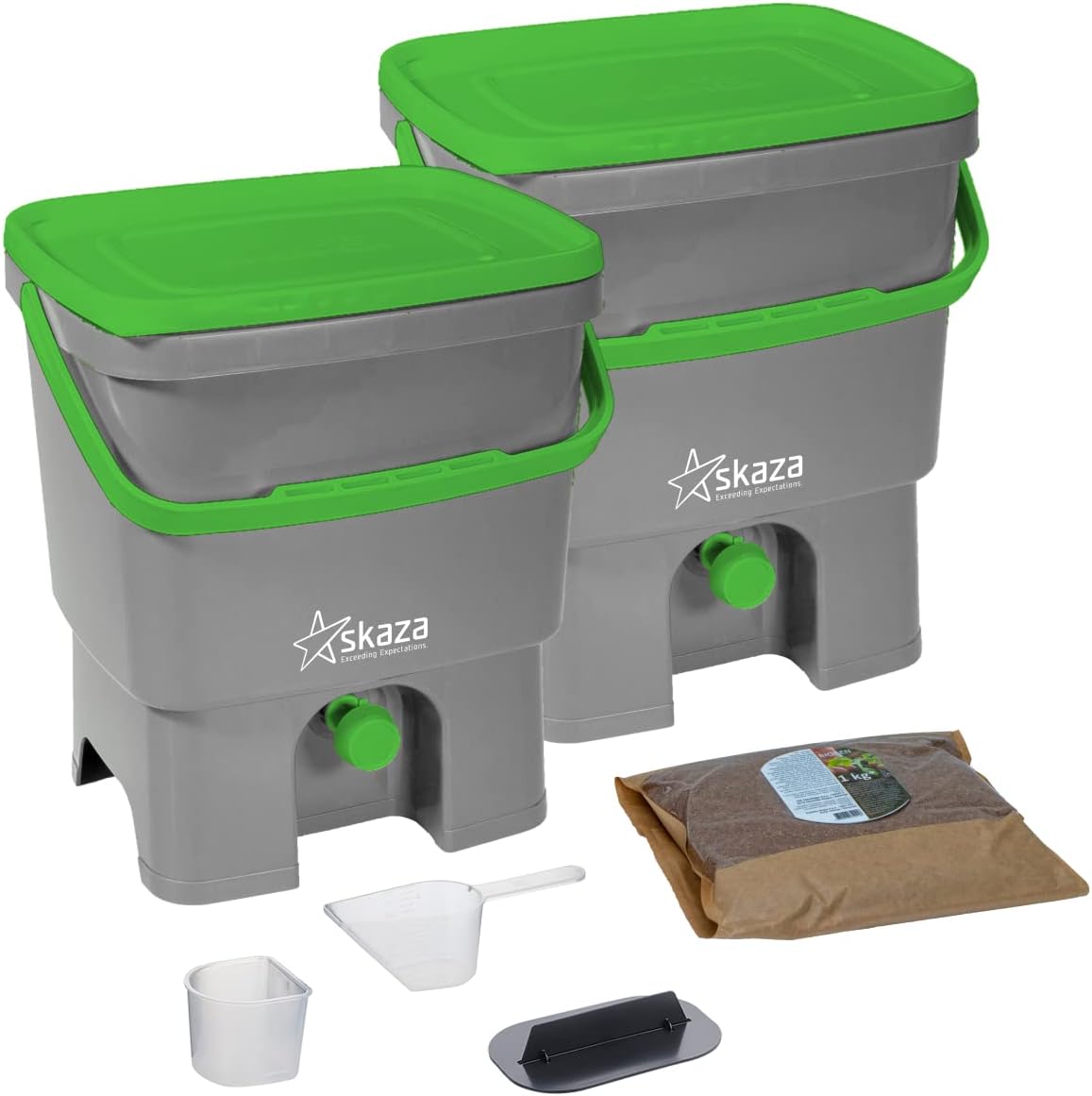 Skaza Composter, Grey-Green, 2 x 16 L