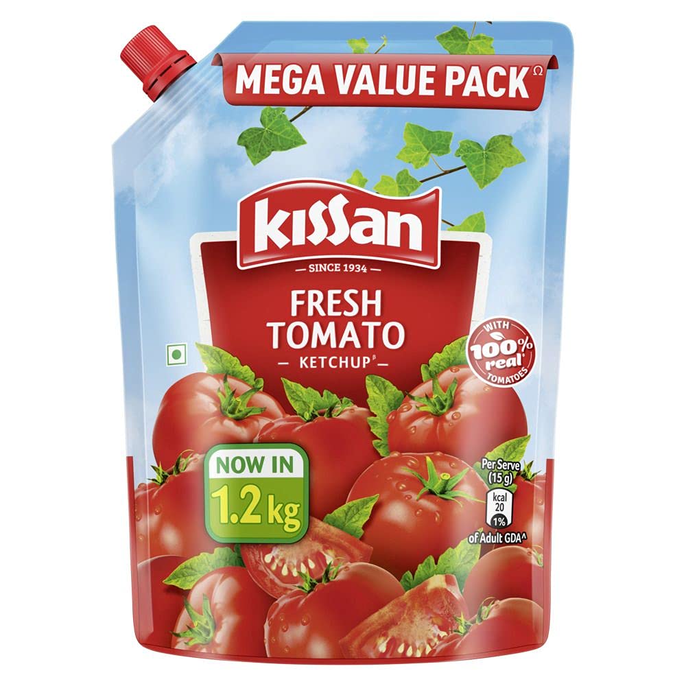 Kissan Fresh Tomato Ketchup Pouch, 1.2 Kg Amazon.in Grocery