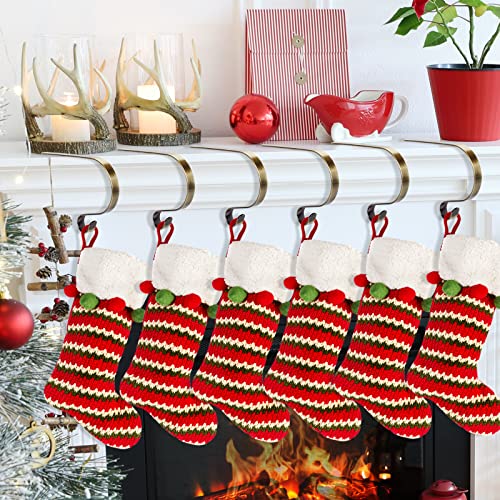 V-Opitos Christmas Stocking Holders For Mantle Set Of 6, Metal Xmas Stocking Hangers, Adjustable Multi-Uses Hooks For Fireplace, Christmas Home Supplies #TOP1