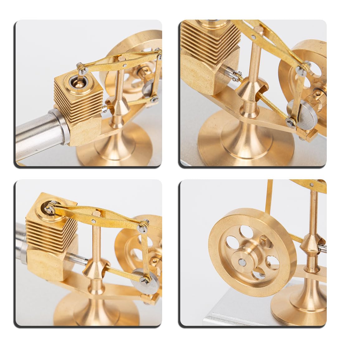 CreativeBlocker Stirlingmotor Model Erwachsen-Mini ENJOMOR Metall Stirlingmotor Funktionsfähig mit Alkohollampen, Dampfmaschine Heißluft Wuchtbalken, Experimentierkasten Wissenschaft Geschenk(RTR)