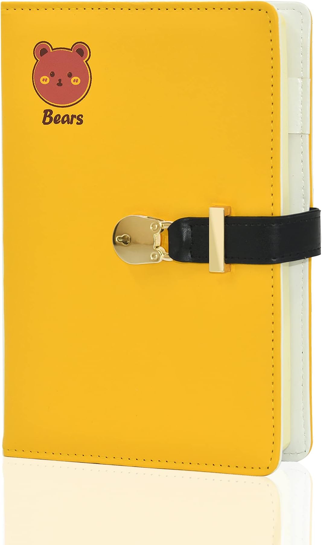 Lirener A5 Secret Journal Notebook with Lock Bear and Key, Girls Notebook with Bear Padlock, Travel Journal with Lock, Gift for Girls, 15 x 22 cm
