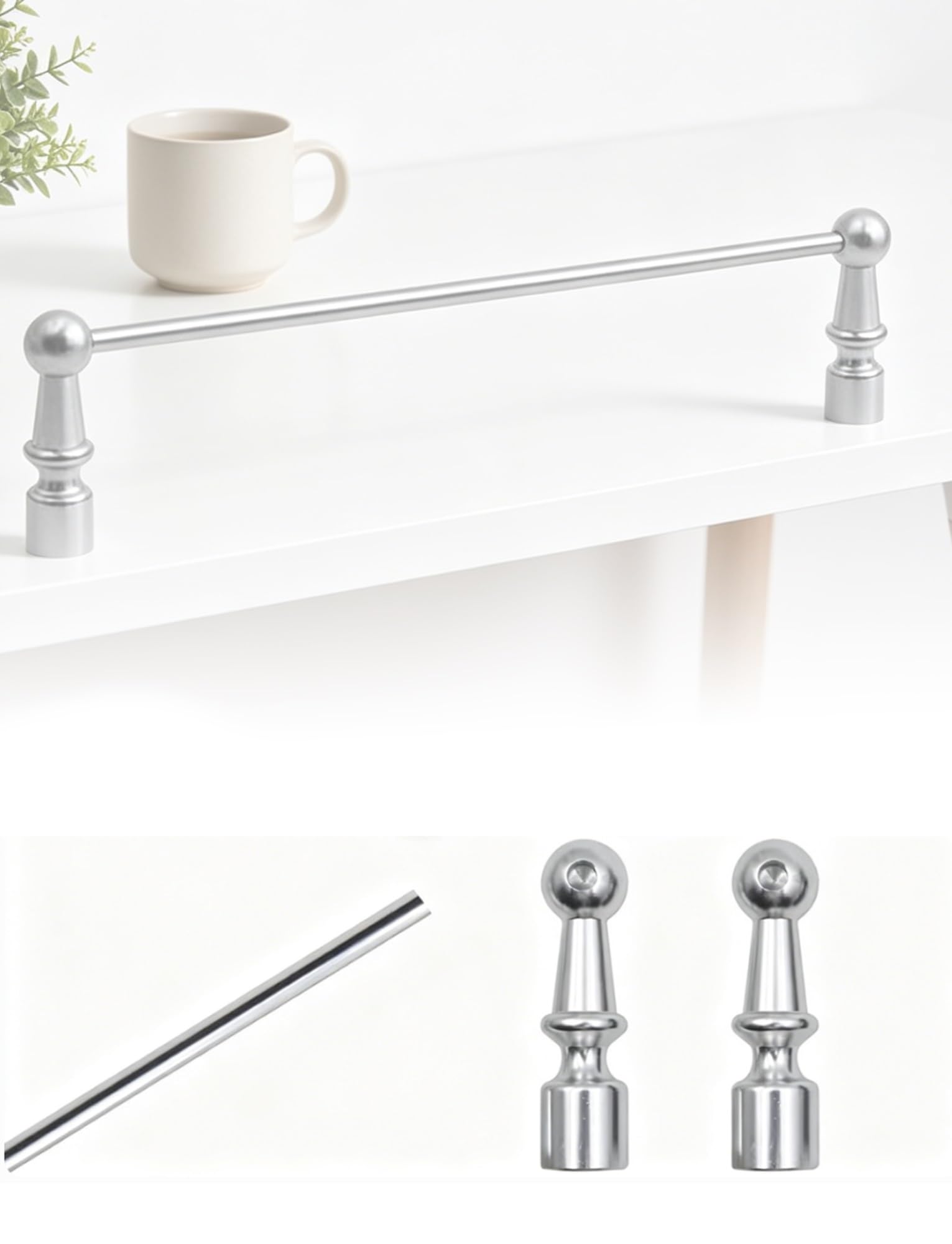 Aluminum Fence for Shoe Rack, Decorative Shelf Guard Rail for Wood Cabinets, Wardrobe Barrier Rod, Display Cupboard(Silver,71cm/28in)