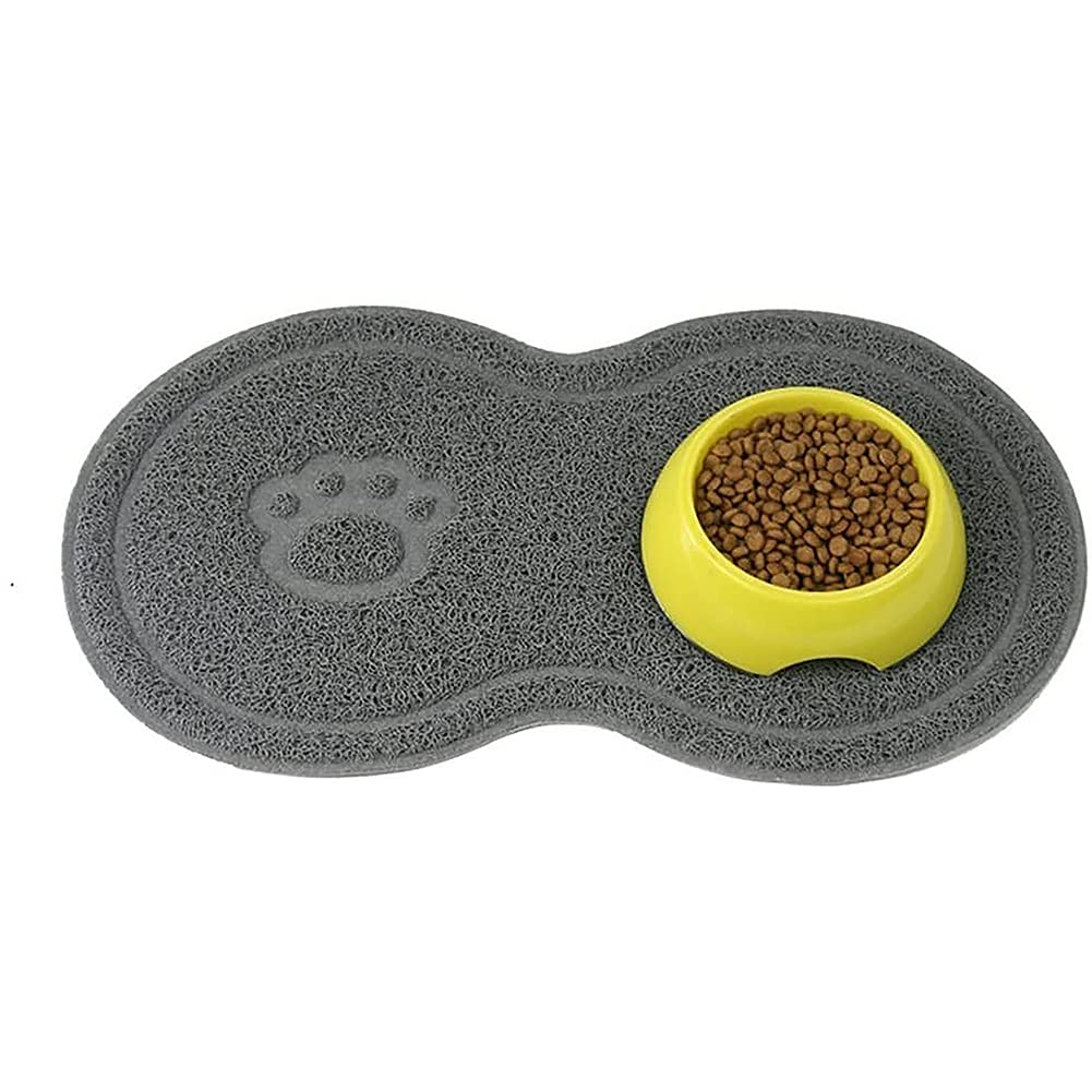 Clyictz PVC Pet Feeding Mat, Non-Slip, Waterproof, Grey, for Cats and Dogs