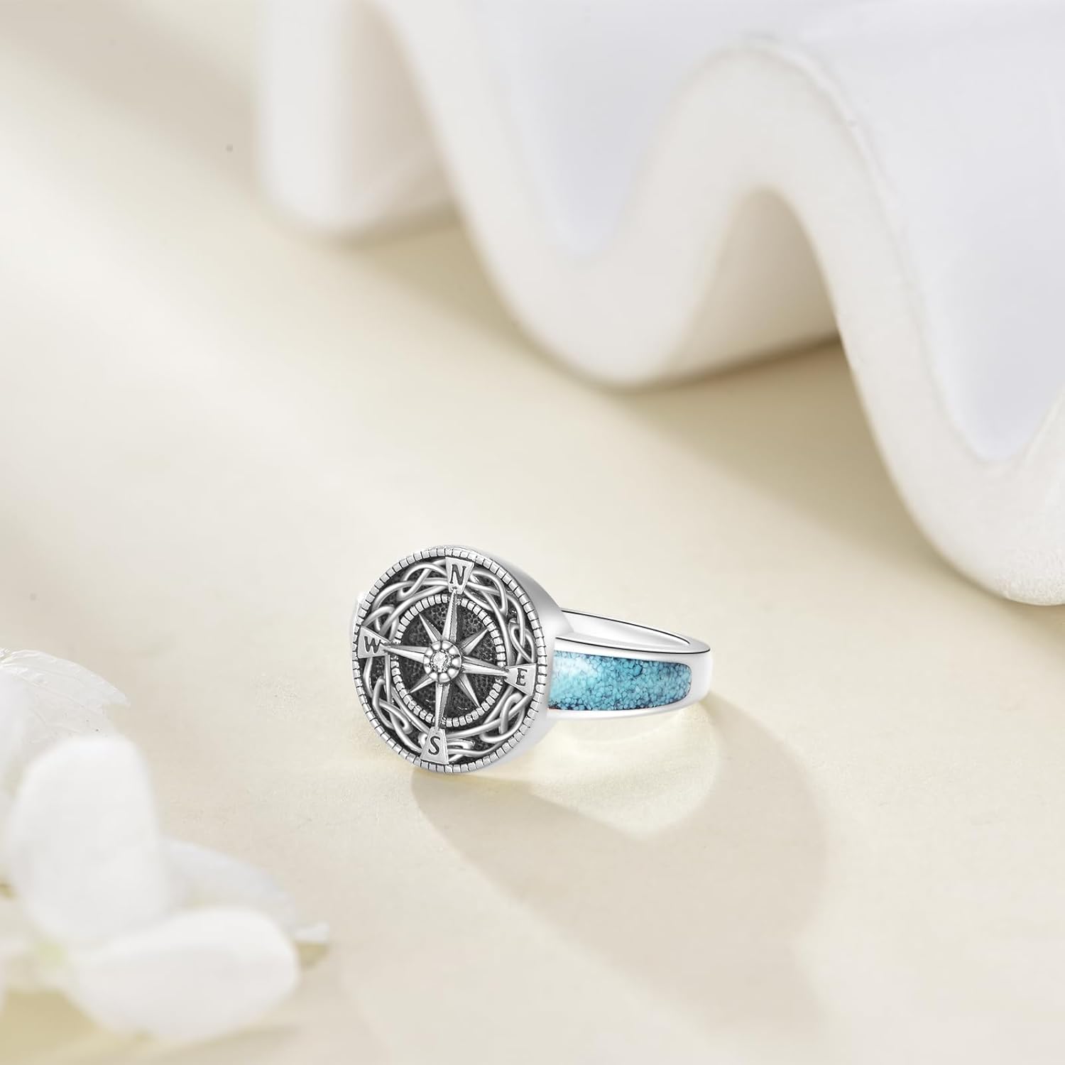 925 Sterling Silver St. Michael/Benedict/Compass/Tree of Life The Great Protector Archangel Defeating Satan Religious Amulet Signet Ring Saint Jewelry Gifts for Men Women - Image 2