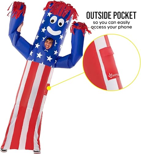 Vista 3 de Morph Disfraz inflable de EE. UU., disfraz inflable de hombre de tubo inflable, disfraz inflable de hombre de brazo ondulado, disfraz inflable
