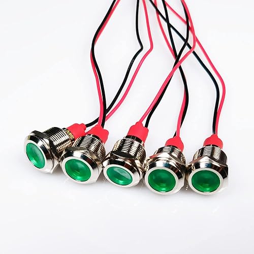 Miniatura 14 de 5pcs 0.472 in LED Metal Indicador Luz AC 110V-220V Impermeable Señal Lámpara (Rojo)