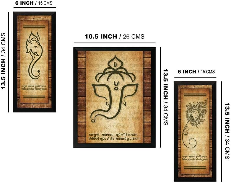 NOBILITY Ganesha Framed Painting UV Textured Design Religious Wall Art Decor Showpiece Figurine Idol Statue