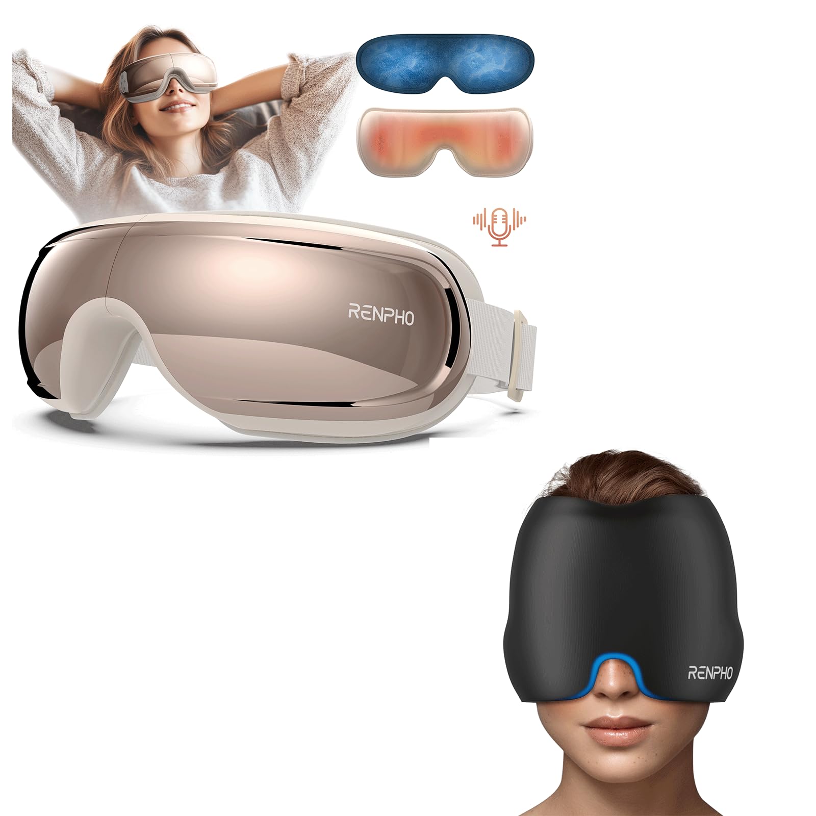 RENPHO Eye Massager with Heat and Cooling Christmas Birthday Gifts for Women Eyeris 3 Eye Massage Migraine Relief