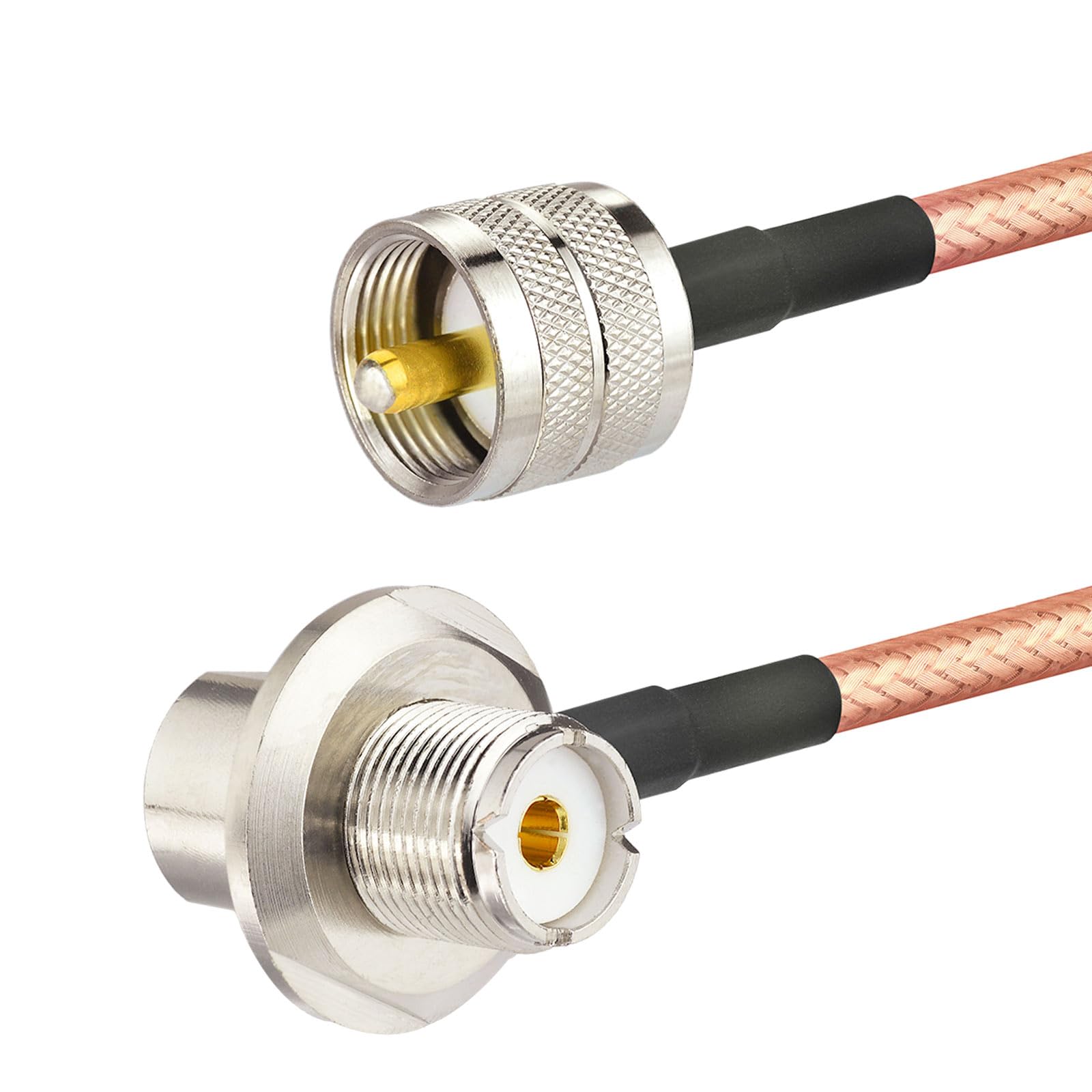 Bingfu Cavo Prolunga PL259 a SO239 UHF Maschio a Femmina RG400 50 Ohm 5 m | Cavo Coassiale a Bassa Perdita 50 Ohm, per Antenna Radio CB / VHF UHF / Amatori, Misuratore SWR, Analizzatore d'Antenna
