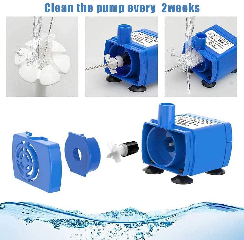 Pompe sommergibili, pompa dell'acqua elettrica per animali domestici 12V 2W per fontana per cani e gatti con cavo da 1,9 m, super silenzio a basso consumo energetico per animali domestici