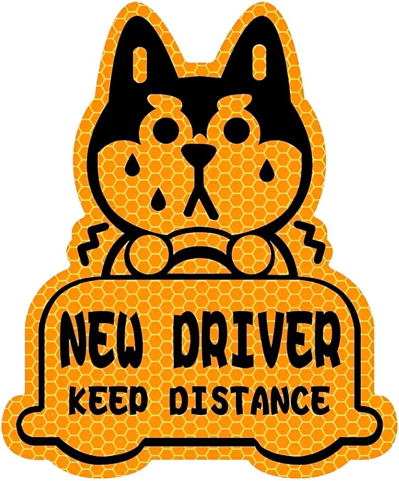 Car New Driver Reflective Magnet Sticker Funny Car Decal Keep Distance Sticker for Student Driver Reusable 4 Color Option (Orange)