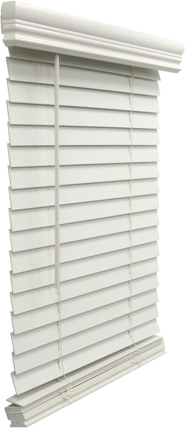 METRO GALAXY 2" Faux Wood Venetian Horizontal Blinds, Partial Inside Mount Cordless Window Blinds, 28.5" X 48", White