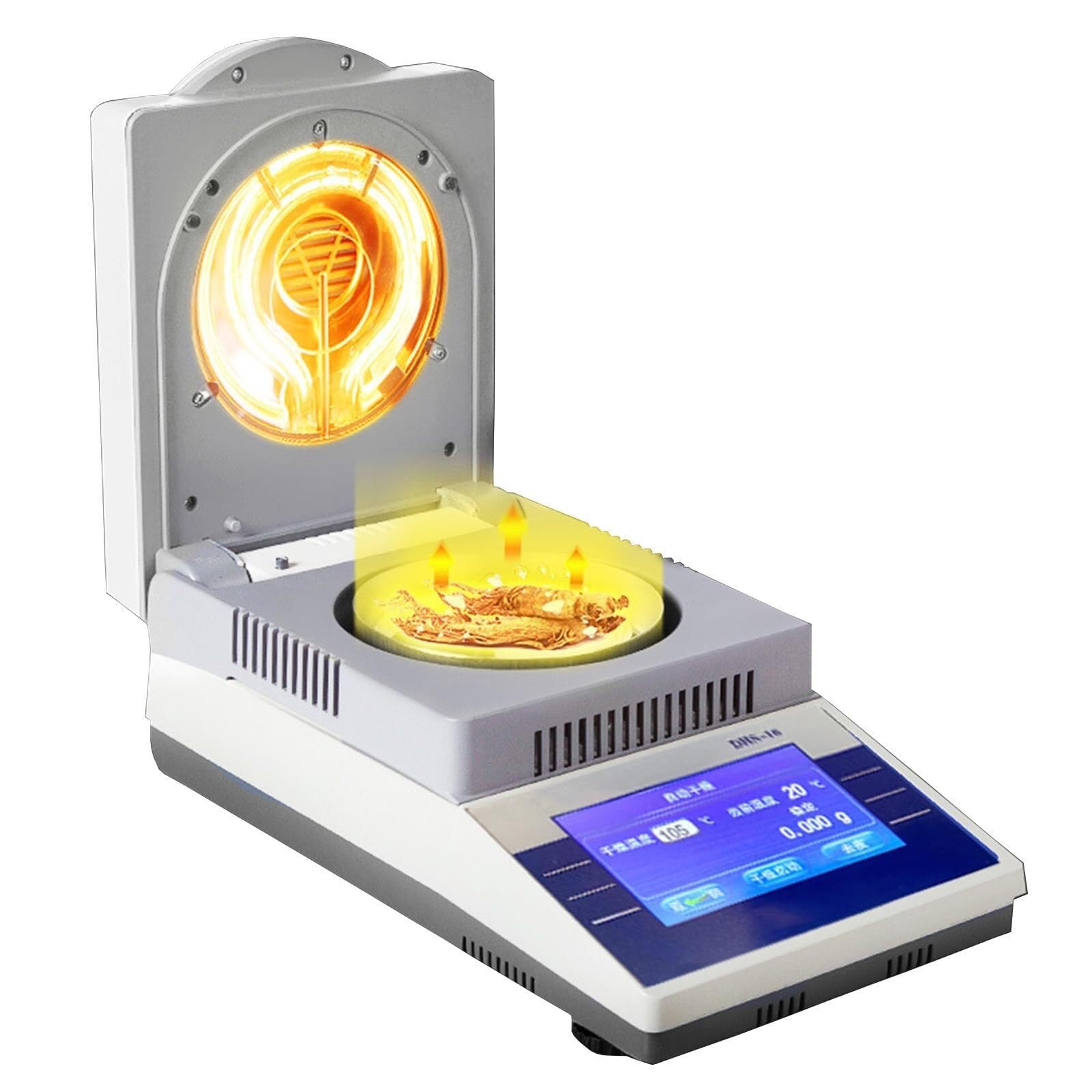Analyseur d'humidité halogène avec contrôle 60-160 °C et écran LCD tactile 5 pouces