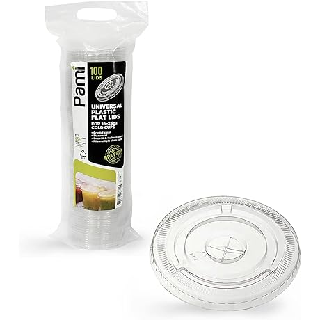PAMI Universal Plastic Flat Lids: Leakproof, Disposable Drinkware