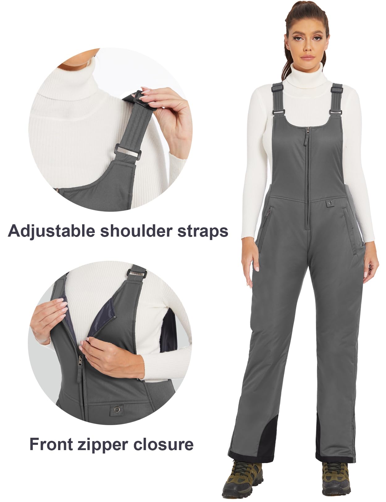 GEMYSE Donna Pantaloni da Sci Invernali Impermeabili Neve complessivi Tuta Snowboard con Bretelle Regolabili