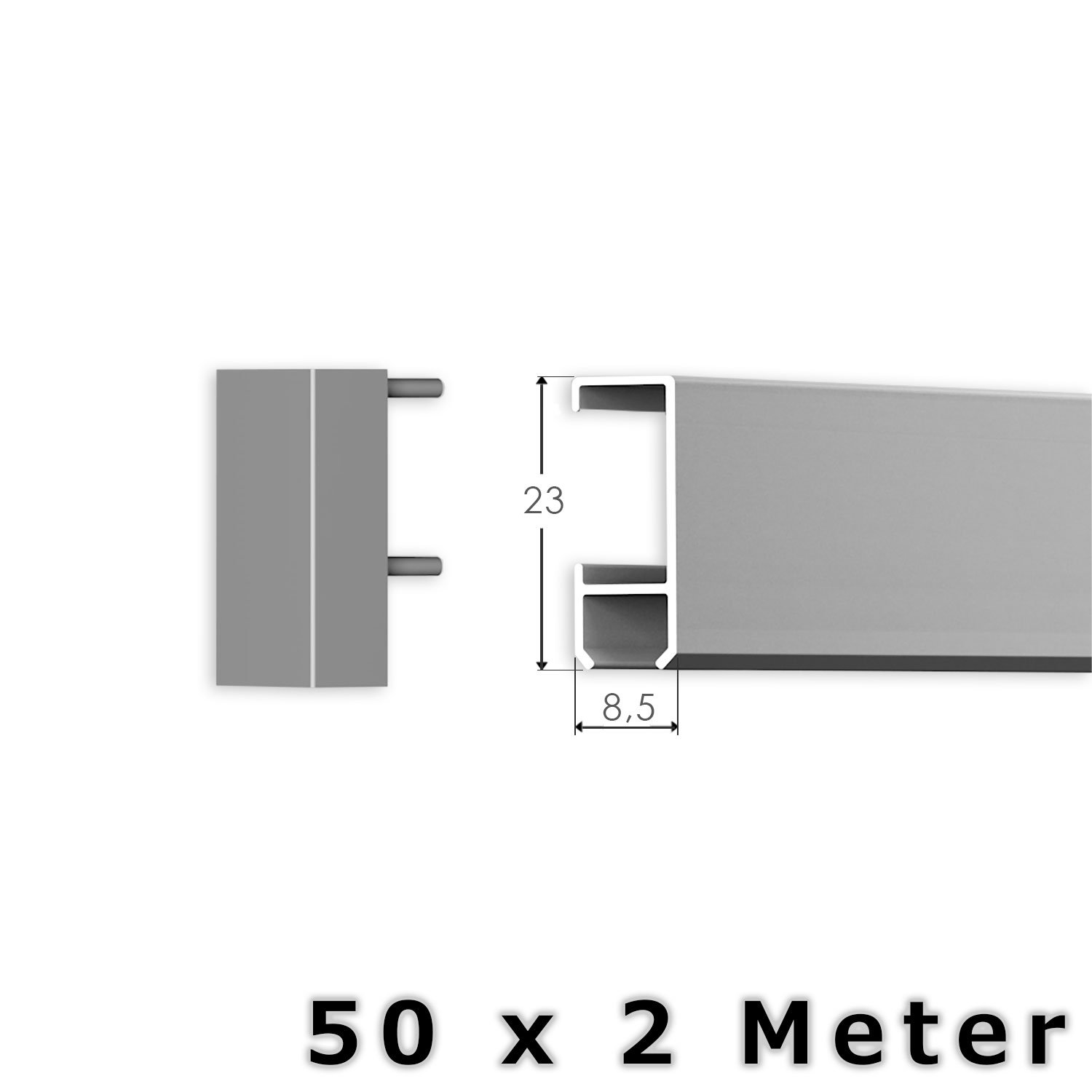 hang-it 100 Meter Bilderschienen - Select - Komplett Set in Silber