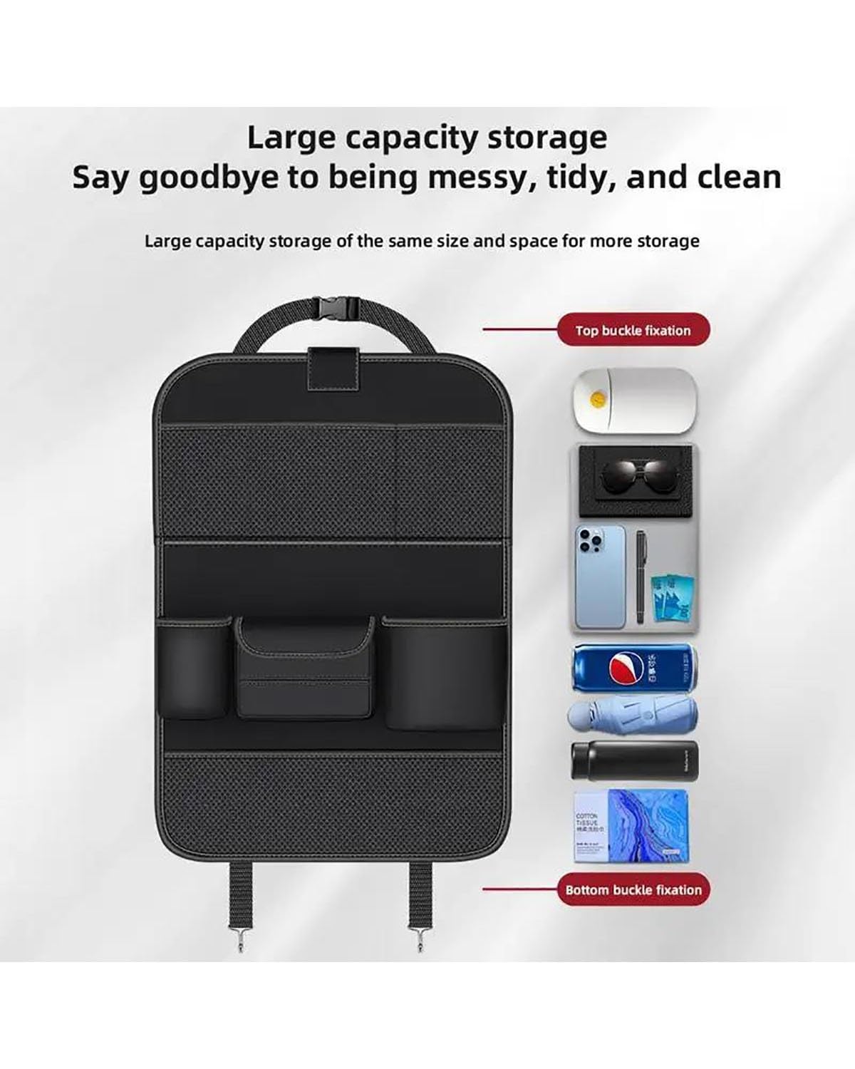 Organizzatore per sedili posteriori dell'auto, Car Organiser Car Rear Seat Organizer Car Seat Back Pocket With Foldable Table Tray Seat Back Truck And Middle Seat Bag(Grey)